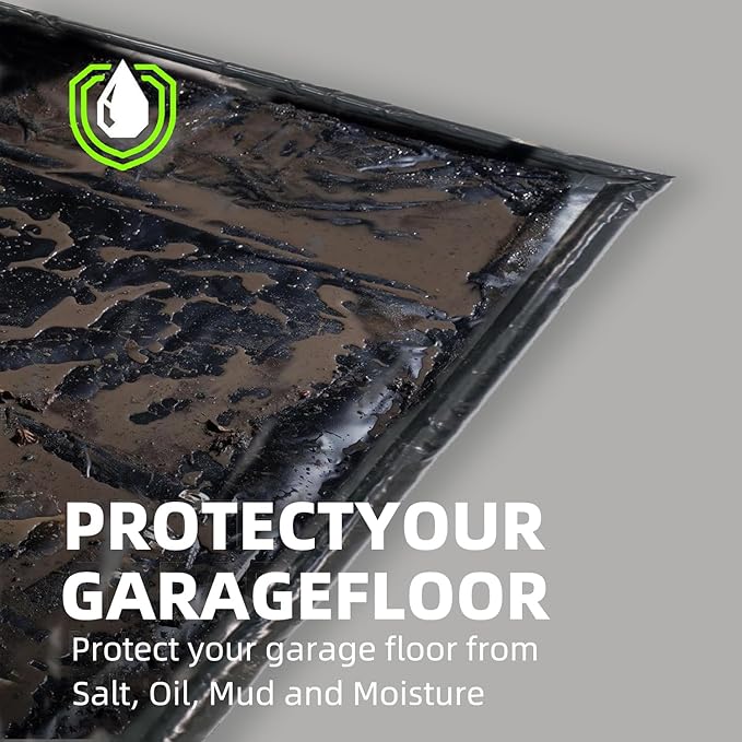 8'6" x 20' Garage Floor Containment Mat, Heavy Duty Oil Drip & Mud Protector, Easy-to-Clean Waterproof Car Mat for Spring Cleaning, Durable PVC Garage Floor Sealer Alternative for SUVs