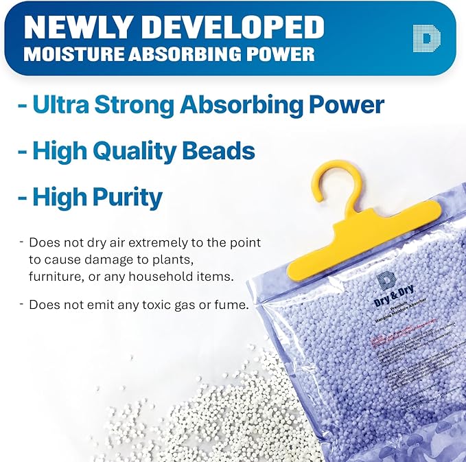 Dry & Dry 15 Packs [Net 14 Oz/Pack] Moisture Absorbers for Home, Basement & Bedroom - Small Dehumidifiers