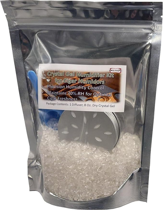 8oz Cigar Humidor Humidifier Crystals - ½ LB Refill Bag of Gel Beads for Perfect 70% Humidity Control – Reusable & Long-Lasting Moisture for Any Cigar Box