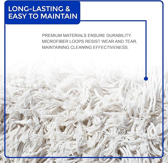 Nine Forty 60" Premium Cotton Dust Mop Kit - Heavy Duty Mop Head with Wood Handle for Industrial, Commercial, and Residential Cleaning - Dry Floor Duster for Hardwood Surfaces - White