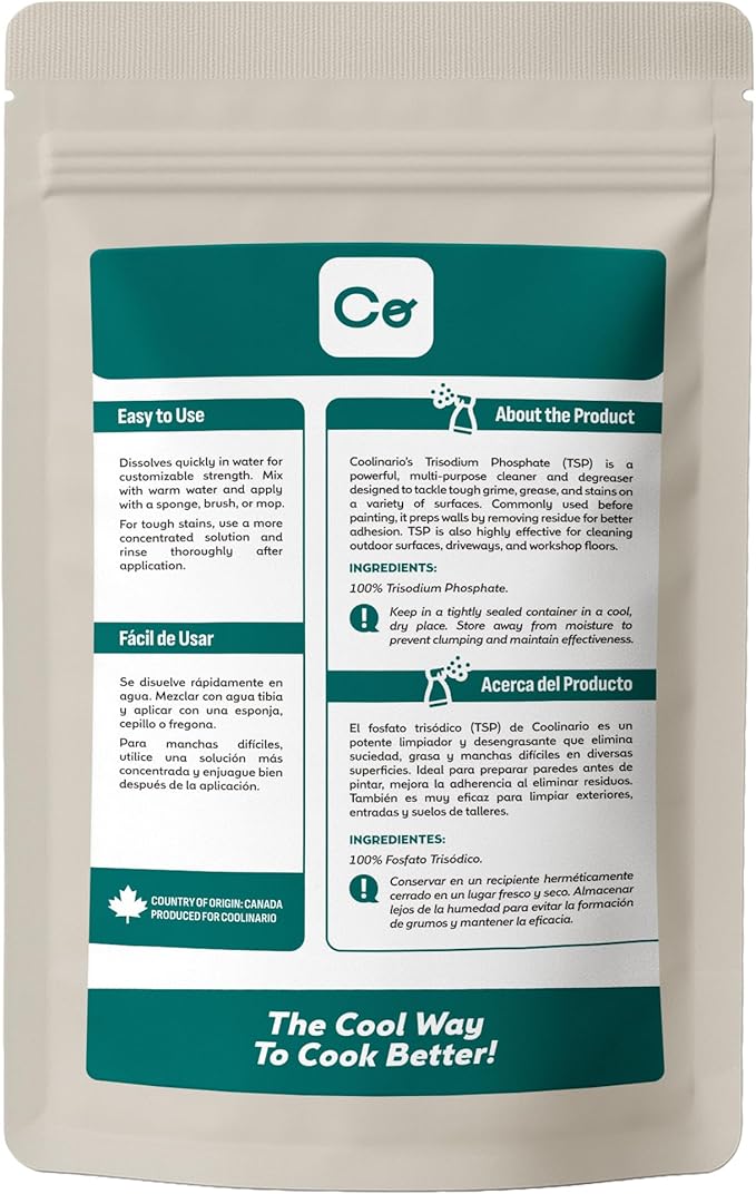 Coolinario Trisodium Phosphate - TSP Cleaner (4 Oz) Heavy-Duty Cleaner & Degreaser for Walls, Floors & Outdoor Surfaces | Removes Grease, Dirt & Stains | Ideal for Home & Industrial Use