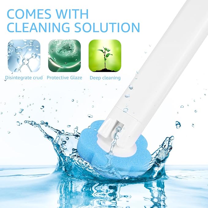 Disposable Toilet Brush Refills, Wall Mount Toilet Bowl Brush, Toilet Wand Refills with Extended Handle Cleaning Set, 360° Cleaning Toilet Brush Grip Suitable for Bathrooms (Only 36 Refills)