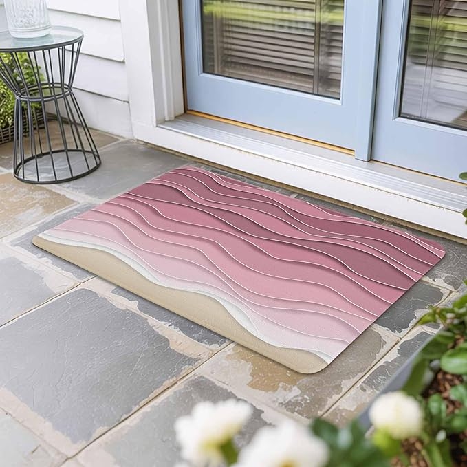 Ocean Waves Doormat Abstract Spray Beach Non Slip Low Profile Rubber Door Mat Washable Absorbent Indoor Front Door Mat Entryway Rug Entrance Carpet 24x36 Inch