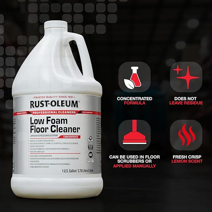 Rust-Oleum Professional Cleaners Low Foam Floor Cleaner | 1 Gallon (128 oz) | Professional Strength Concentrate | Lemon Scent | 4 Pack