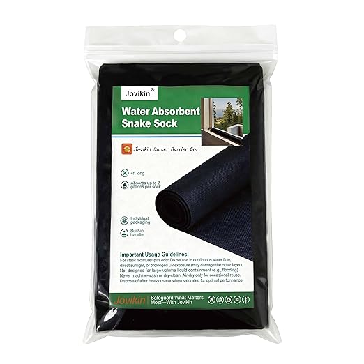 Super Absorbent Sock - 5" x 48" Water Absorbing Snake | 2 Gallon Capacity | Leak & Spill Control for Home, Basement & Industrial Spaces (Pack of 10)