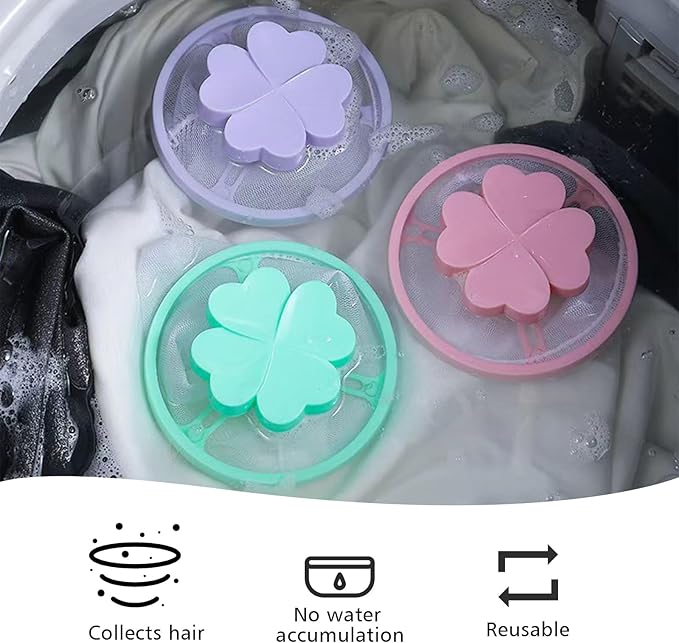 2026 New Pet Hair Remover for Laundry,Lint Catcher for Washing Machine,Washing Machine Lint Catcher, Floating Hair Filter. (Four Leaf Clover Mixed Color)