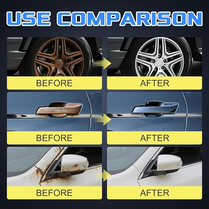 Rust Remover Spray for Metal - Heavy Duty Metal Cleaner,Multipurpose Rust Stain Remover Spray, Fast-Acting Iron Out Cleaner for Vehicles, Tools, Chains, Multi-Surface Rust Remover Spray (2PCS)