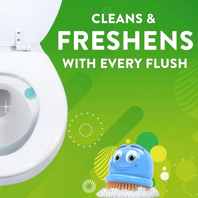 Scrubbing Bubbles Fresh Brush Toilet Bowl Brush and Holder with Toilet Cleaner Refill Pads & Gel Stamps, Cleans Limescale & Fights Odors, Citrus Scent, Includes Starter Kit + 20 Refills + 6 Gel Stamps