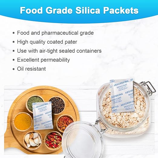 Absorbking Desiccant Packs – 2 Gram 500 Packs Moisture Absorbers, Food Grade Desiccant with Color Indicating, Premium Desiccant Packs for Storage, Great for Spices, Foods, Electronics, Jewelry