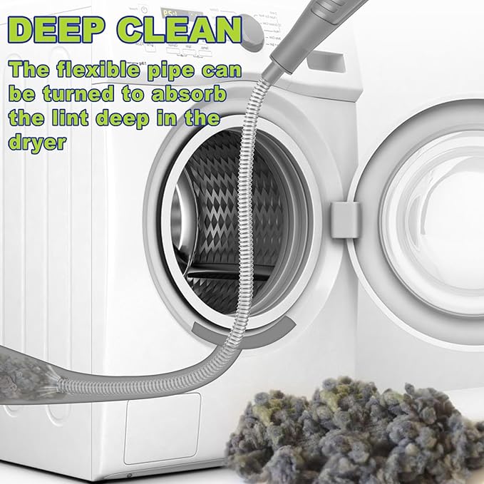 Sealegend Dryer Vent Cleaner Kit Dryer Lint Vac Attachment with Brush, Lint Remover, Dryer Vent Vacuum Hose Cleaning Tools, Grey