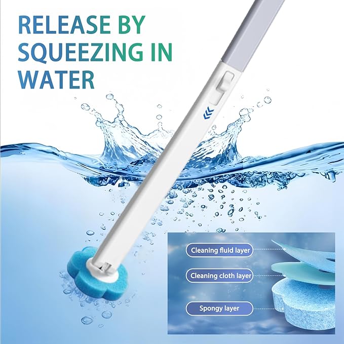 2026 Disposable Toilet Brush and Holder Set, Disposable Toilet Bowl Cleaning System with Aromatherapy Refills, Cleaning Wand with Storage Case & Scented Tabs (Ocean, Lemon & Lavender)