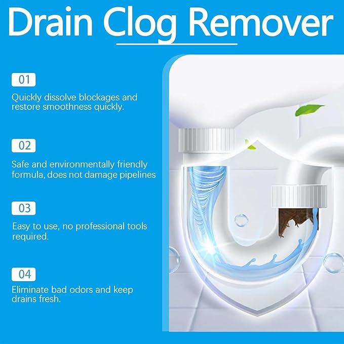 Strong Drain Effervescent Tablet, Quick-Dissolving Sink Tablets for Smell, Foaming Drain Cleaner Tablets for Garbage Disposal, Cleaner for Sewer, Toilet and Septic Tank, 12pcs/box (2box)