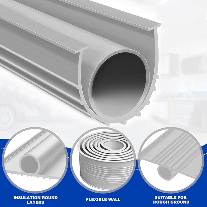 DGSL Garage Door Seals Bottom Rubber，Weather Stripping Sealing Strip Replacement,Universal Weatherproof Threshold Buffering (Grey, 16 Ft)