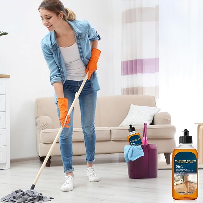 5 in 1 Floor Cleaner, 2026 New 5 in 1 Fragrance Cleaning Care Solution, Dual-Action Stain and Odor Remover for Hardwood Floors, Natural Shine for Mopping Home Kitchen Bathroom (1 Pcs)
