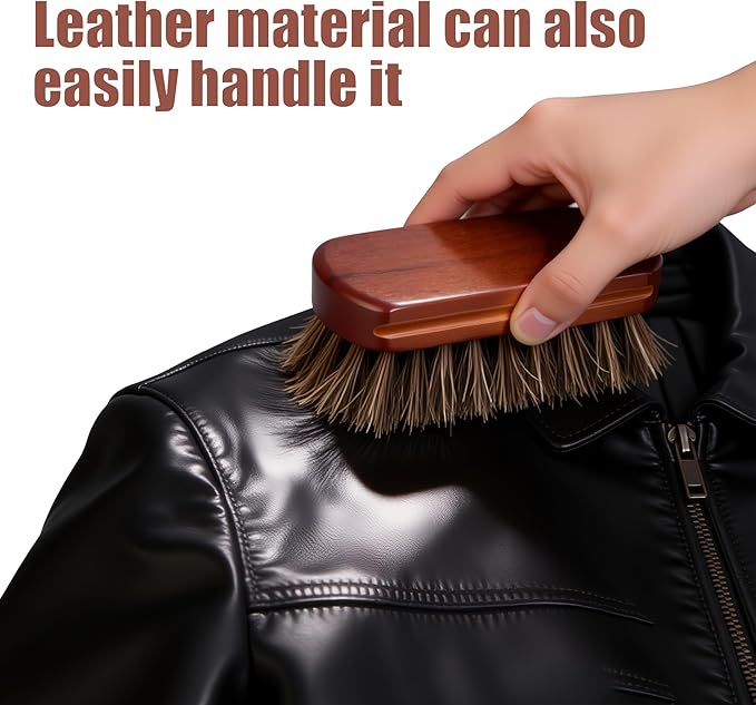Driak 1Pcs Professional Wooden Handle Horsehair Bristles Hair Brush Leather Boot Shoes Polishing Brush Solid Wood Car Cleaning Brush