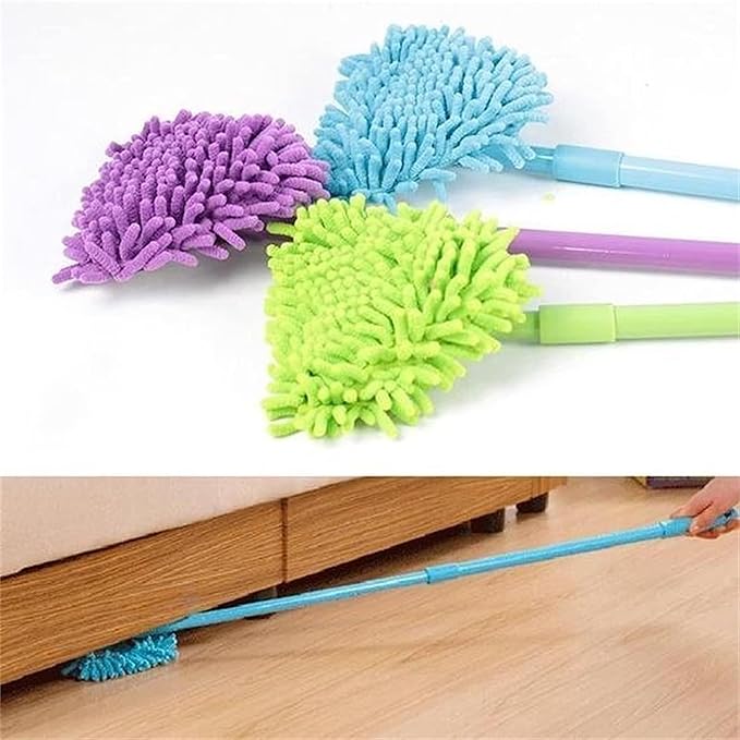180° Rotatable Adjustable Triangle Cleaning Mop, Wet and Dry Mop with Extendable Long Handle, Cleaning Mops with 2 Reusable Mops Heads for Bathroom Floor Wall Sofa Bed Bottom (Green)