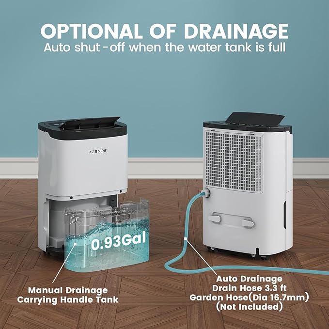 Kesnos 80 Pints 2025 Energy Star Dehumidifier for Home & Basement with Drain Hose, Ideal for Large Spaces up to 5,500 Sq. Ft., Featuring Auto Defrost & Self-Drying Function