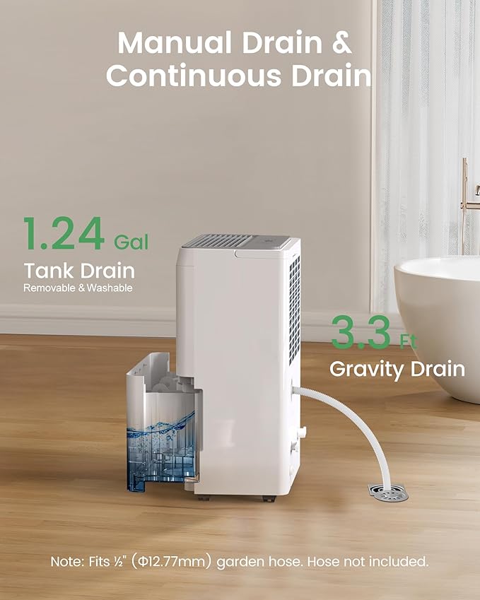 Waykar 5000 Sq.Ft Energy Star Dehumidifier for Basement & Home, 80 Pint/Day with Drain Hose & Tank, Ultra Quiet (40 dB), Smart Auto Comfort Mode