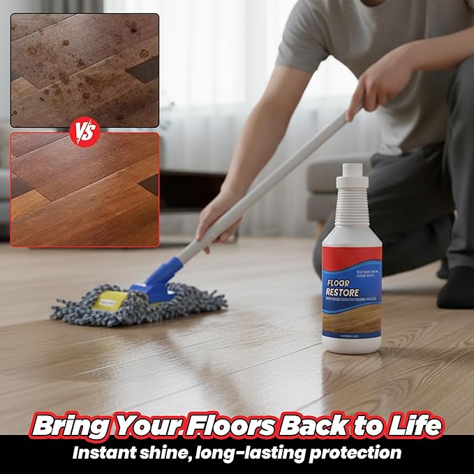 Floor Restore for Wood Floors: Floor Clean Restorer & Polish for Tile, Shine Wood, Laminate, Vinyl, Bamboo - Quick-Drying Flooring Protection Agent (2, 150 ml)