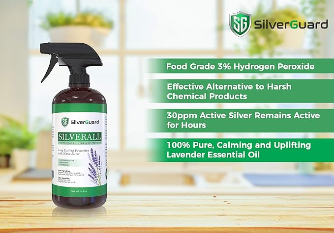 SilverAll Enhanced Hydrogen Peroxide Cleaner + Active Silver | All Purpose Cleaner with Long-Lasting Protective Silver Shield | Food Grade Hydrogen Peroxide 3 Percent | Lavender 1 Pack