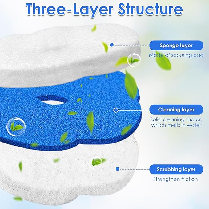 Disposable Toilet Wand Kit, Wall Mounted Long Handle Toilet Bowl Cleaner with 40 Refills Pads, Bathroom Cleaning System Set (Brush Heads)