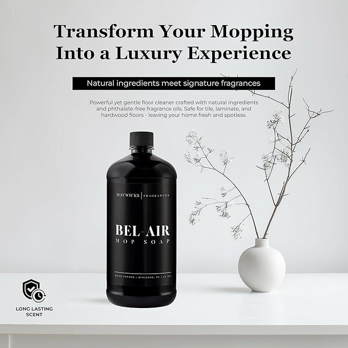 Mavwicks Fragrances - Luxury Mop Soap (Bel-Aire) 32 Oz – Bel-Air Scented Floor Cleaner for Mopping – Pet Safe, Best Smelling Mop Detergent for All Surfaces