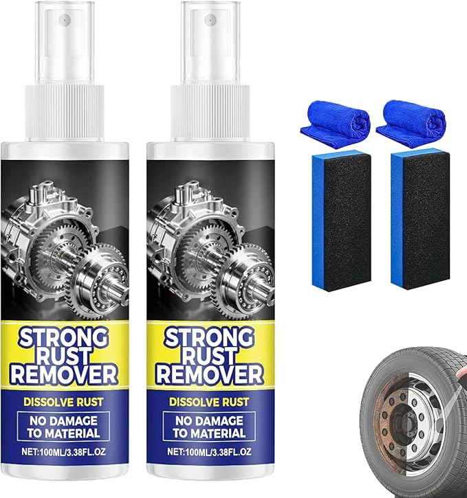 2PCS Rust Remover Spray for Metal, Upgrade Rust Remover for Metal, Multipurpose Rust Stain Remover Spray, Heavy Duty Metal Cleaner for Vehicles, Tools, Chains, Iron Out Rust Stain Remover