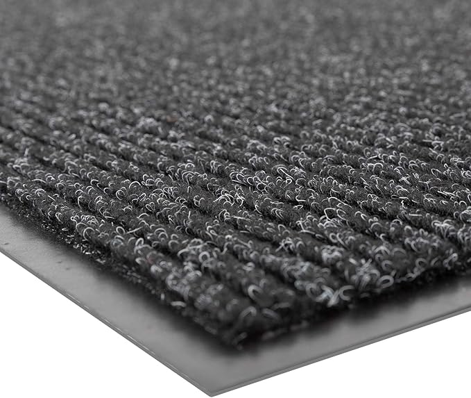 Notrax 109 Brush Step Carpeted Indoor/Outdoor Entrance Mat for Home or Office, 4' X 8', Absorbent Slip Resistant Heavy Duty Entry Mat, Charcoal, 109S0048CH