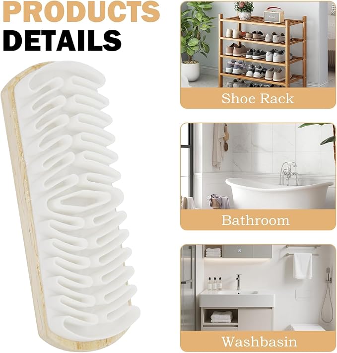 2Pcs Suede Rubber Shoe Brush, Wooden Handle Brush and Suede Eraser for Effective Cleaning of Nubuck, Sofas, Jackets & Shoes, Portable Cleaner Tool for Maintenance