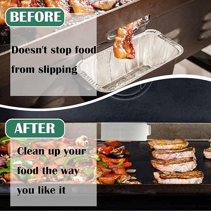 Grease Trap for Blackstone Griddle, Stainless Steel Rear Grease Gate for Blackstone Flat Top Griddle and Other Grills, Grease Gate Blocker Food from Falling into Rear Grease Trap Cup Food Filter