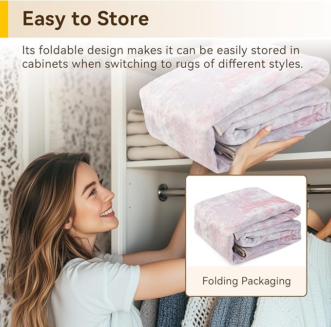 RELEANY Washable Area Rugs Square 8ft Non-Slip Modern Abstract Soft for Living Room Entryway Bedroom Nursery, Print Pattern, Grey Pink