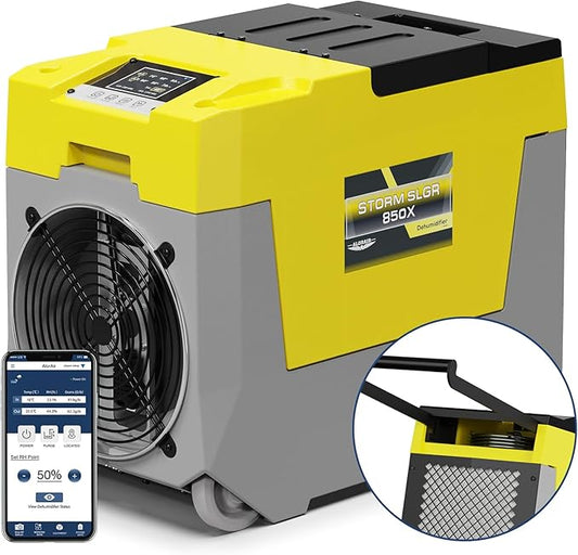 AlorAir 180 PPD LGR Commercial Dehumidifier with Pump, Heavy Duty Industrial Dehumidifiers Water Damage Restoration for Homes, Basements, Garages, Gym and Job Sites, Winter Storm (Yellow)