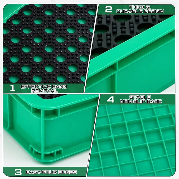 Cinnvoice Tennis Court Shoe Cleaning Tray with Brush Mat, Clay & Sand Removal for Courts, Sports Facilities, Entryway Boot Cleaner, 24 x 16.5 x 3.7 Inches