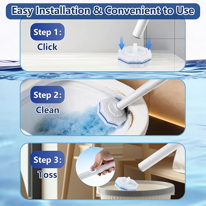 FHORAIN 40 Count Toilet Wand Refills for Clorox, Disposable Toilet Brush Head with Rich Foaming, Extra Thick Triple-layer Refills, 5X Cleaning Power & Won't Fall Off, Disposable Toilet Cleaning System
