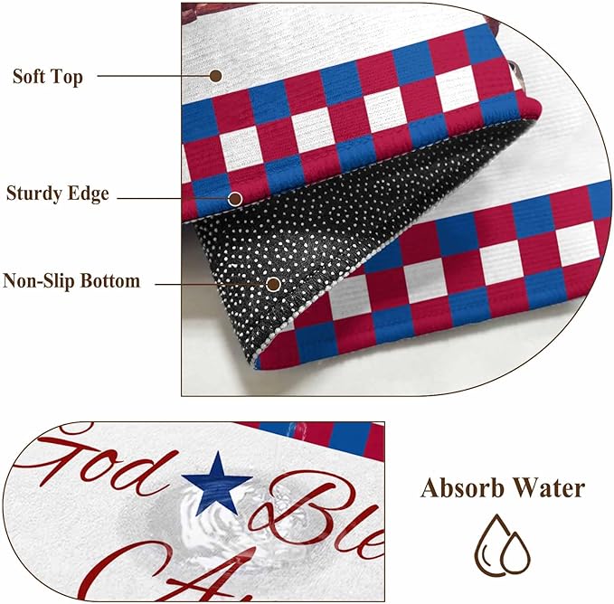 Red Truck USA Flag Stars Entryway Rug 2'x3', God Bless America Small Area Rug Non-Slip Front Door Mat Washable Floor Carpet for Indoor Entrance Kitchen Bathroom