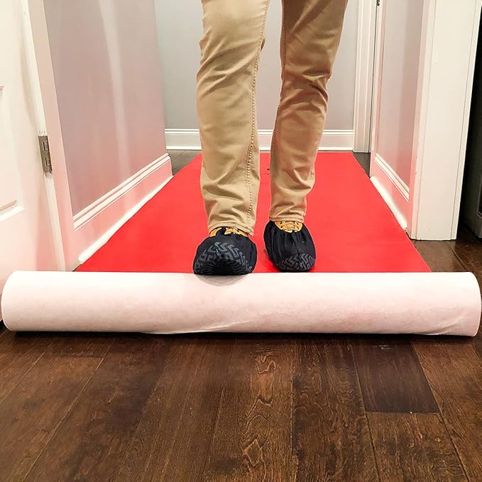 ShuBee® BeeArmor® Red Temporary Surface Protection – Impact Resistant, Slip-Resistant Tacky Backing, Multi-Surface Floor Protector for Construction, Remodeling & Painting, 39” x 100’ (325 Sq Ft)