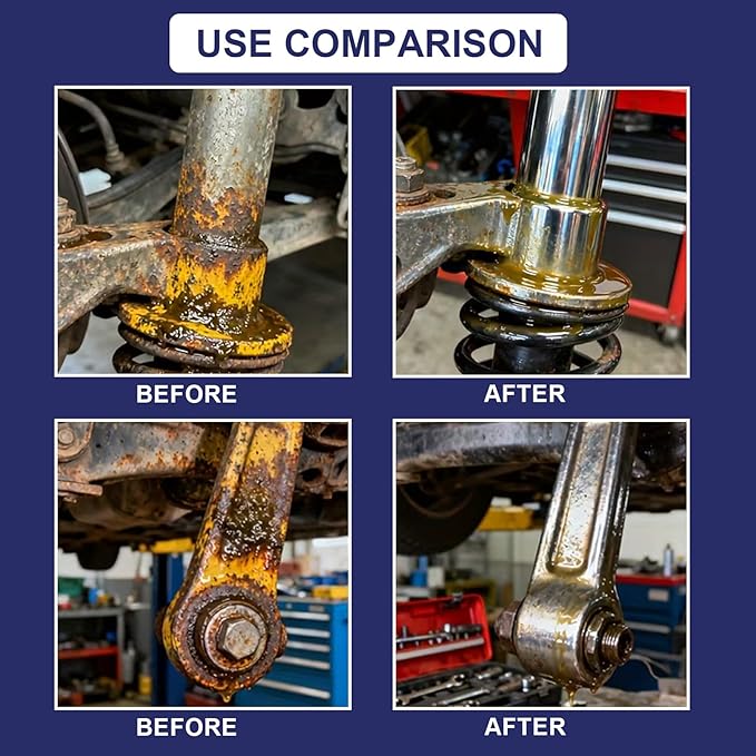 Rust Remover Lubricant Spray, Rust Remover Spray for Metal, Iron Rust Stain Remover for Vehicles, Tools, Chains