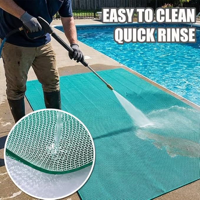 Non Slip Drainage Mats PVC Pool Floor Mat 0.23'' Thick Outdoor Indoor Parking Space Mat for Bathroom Garage Basement Backyard Commercial Kitchen 4x33Ft, Green