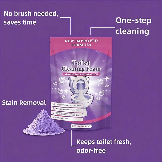 Ultra Foaming Toilet Cleaner Powder Pouches, Self‑Activated Cleaning Foam for Toilet, Easy Clean for Home and Bathroom Use