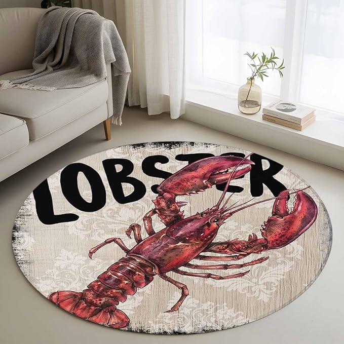 Nautical Ocean Wood Texture Round Rug 3.3 Ft, Samll Area Rugs Washable Non Slip Indoor Floor Mats Circle Carpet for Living Room Bedroom Dining Room Home