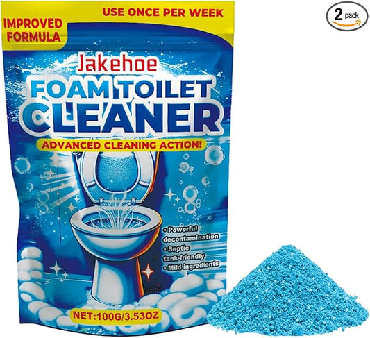 Foam Toilet Cleaner, Advanced Formula, Septic Safe；Self Activating Miracle Powder for Toilet Bowl Cleaning-2Pack