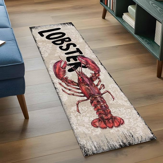 Nautical Ocean Wood Texture Runner Rug 2'x6', Hallway Runner Rugs Washable Non-Slip Bedside Floor Mats Carpet for Kitchen Bedroom Laundry Room Bathroom