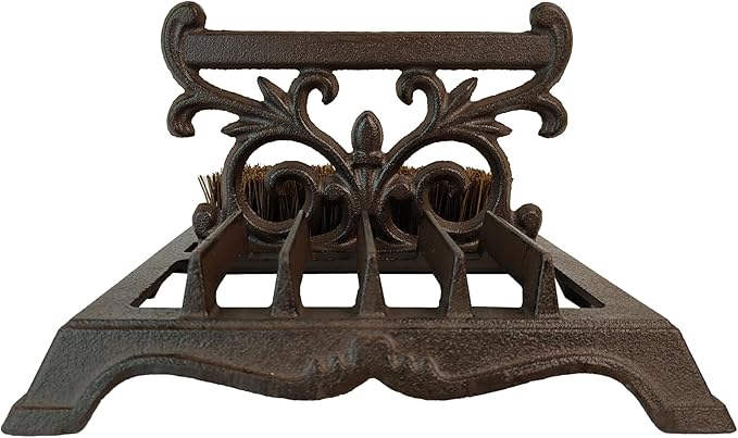 Outdoor Farmhouse Garden Entryway Heavy Duty Multifunctional Rustic Cast Iron Boot Scraper Shoe Cleaning Shoe Bruh with Bristle