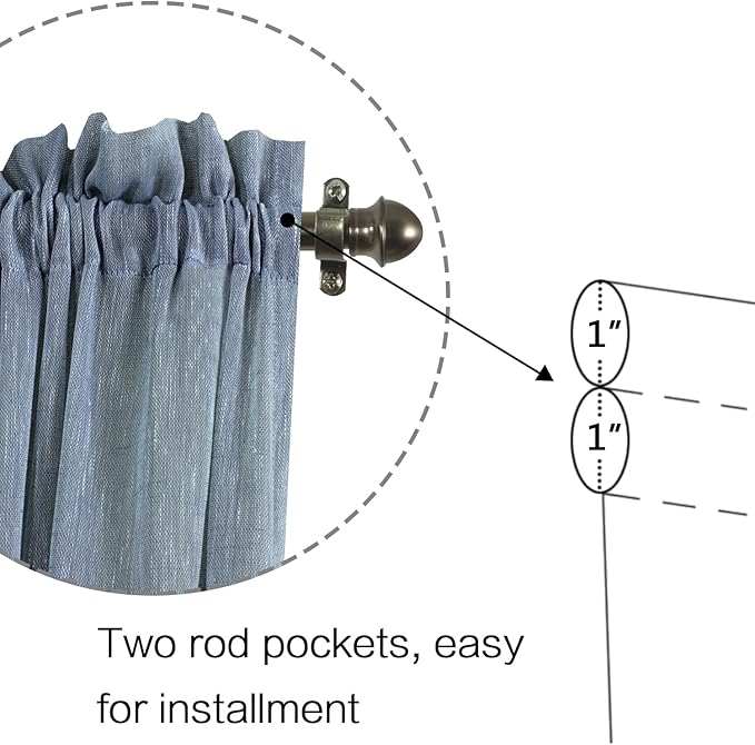 H.VERSAILTEX Linen Sidelight French Door Curtains 72 Inches Long Flax Linen Sheer Door Panels Privacy Side Door Curtains Including Tiebacks for Sliding Glass Door Patio Door Windows, Denim 1 Panel