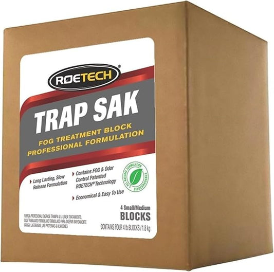 Roebic TS-P-S Trap Sak Grease Trap Treatment, Drain Clog Remover and Odor Eliminator for Septic Tank and Sewer System, Fat and Oil Treatment, 4 lb Blocks (Pack of 4)