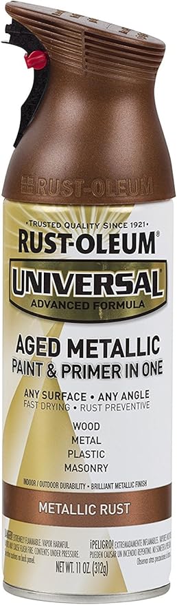 Rust-Oleum 285072 Universal All Surface Aged Metallic Spray Paint, 11 oz, Metallic Rust