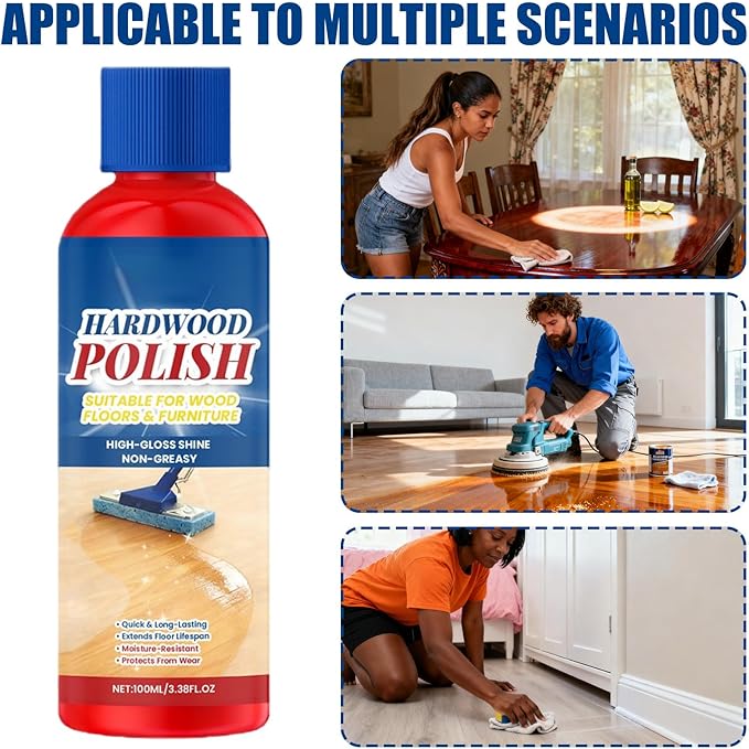 Wood Floor Polish, With,Scratch Hiding&moisture Protection, 100ml, Wood Polish&cleaner, Floor Cleaners. Scratch Repair Formula, For Bedroom, Living Room, Entryway, Cabinet, Table, Shelf, Furniture