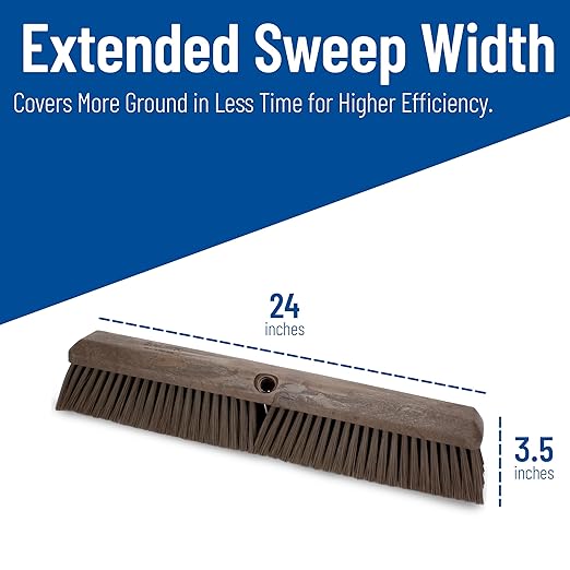 SPARTA Omni Sweep – 24" Heavy Duty Broom Head for Outdoor and Indoor Use, Nonabsorbent Block, Multi-Surface Deck Brush for Garage, Patio, Kitchen, and Concrete, Brown, Pack of 12