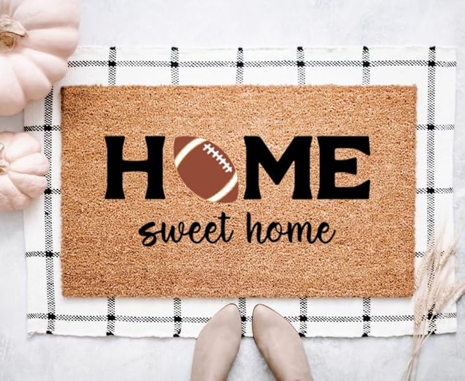 Home Sweet Home - Football Doormat | Fall Doormat | Football Welcome Mat | Fall Porch Decor |Football Season Home Decoration Fun Door Mat 30x18in