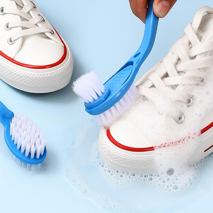 ISKYBOB 2 Pack Shoes Cleaning Brushes, Double Sided Shoe Sole Cleaner 10in Long Handle Shoe Wash Cleaner Large Boot Scrubber Insider Cleaner Tool Kits, Blue